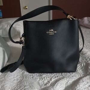 Coach Black Pebbled Leather Shoulder Bag